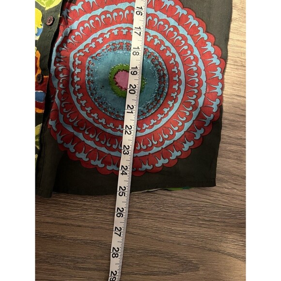 Desigual Women's Large Floral Artsy Button Down Blouse Multi Colored Embroidered - Picture 10 of 12